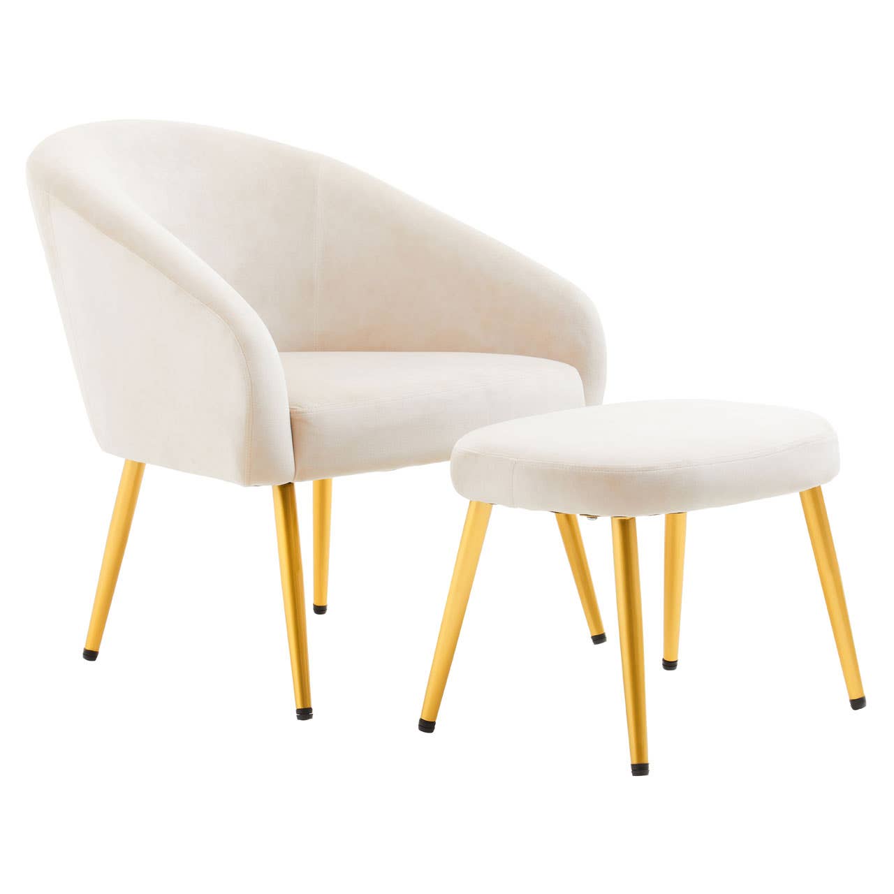 Amina Beige Chair and Footstool Nicholas John Interiors