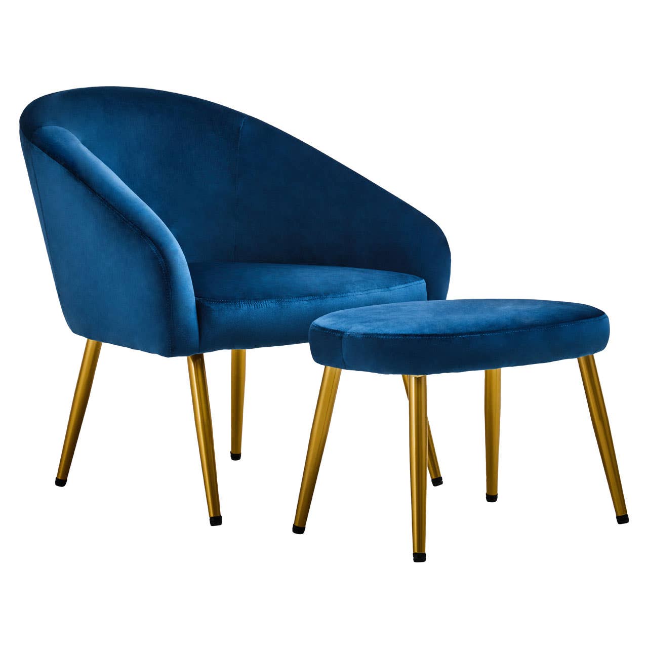 Amina Midnight Blue Chair and Footstool Nicholas John Interiors