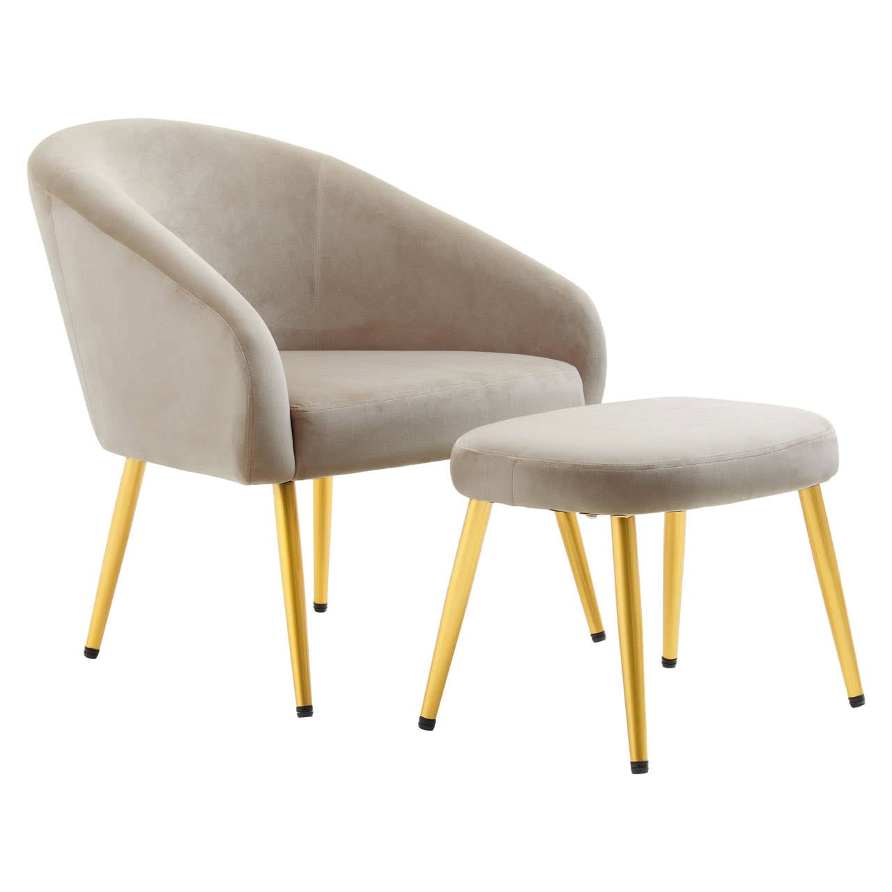 Amina Mink Velvet Chair and Footstool Nicholas John Interiors