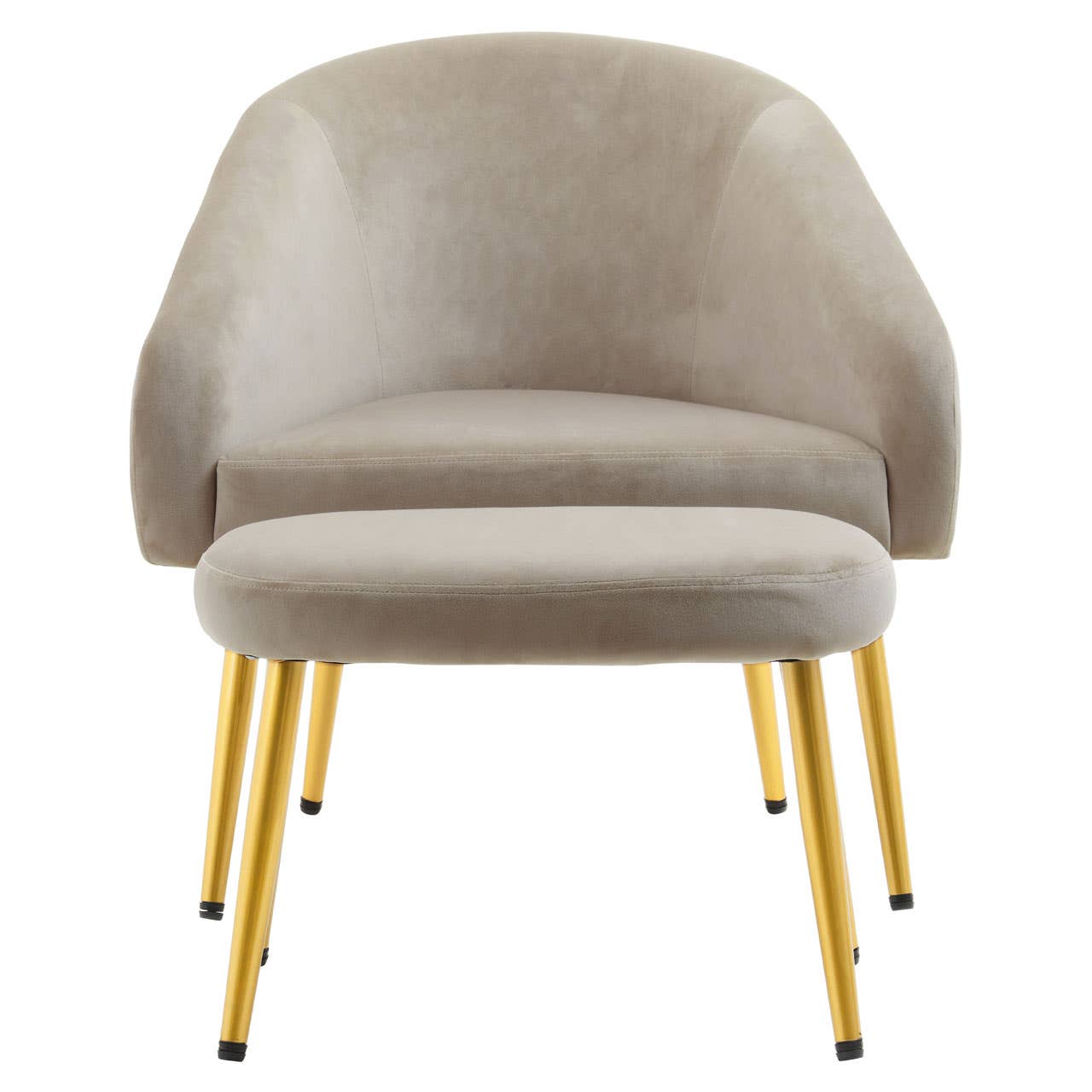 Amina Mink Velvet Chair and Footstool Nicholas John Interiors