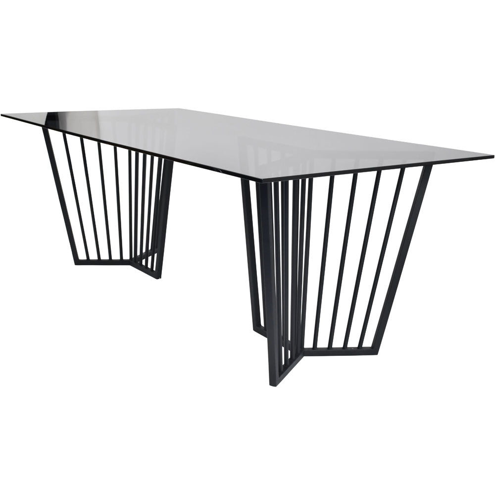 Arlington 200cm Black Frame and Tinted Glass Dining Table Nicholas John Interiors