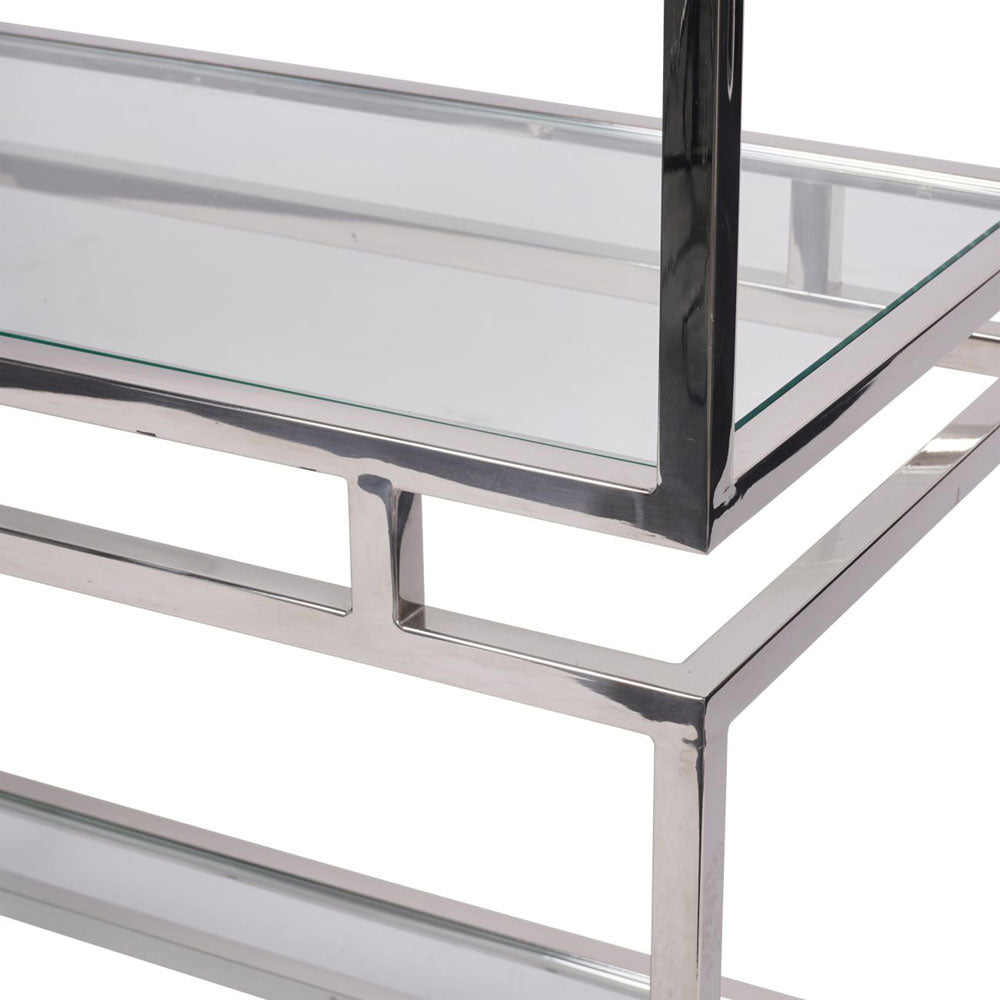 Arlington Stainless Steel Frame and Clear Glass Large Display Unit Nicholas John Interiors