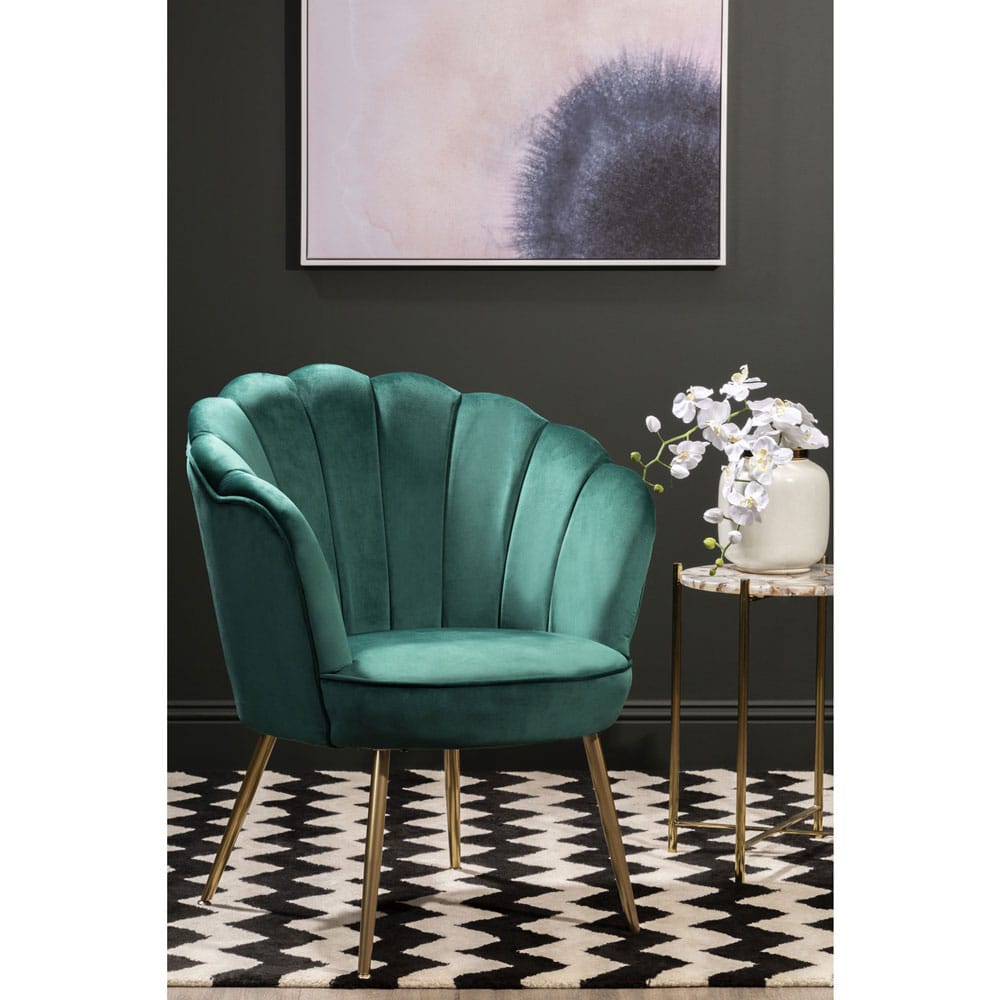 Avalana Emerald Green Velvet Scalloped Chair Nicholas John Interiors