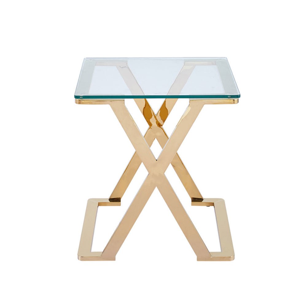 Axel Gold Metal with Clear Glass End Table Nicholas John Interiors