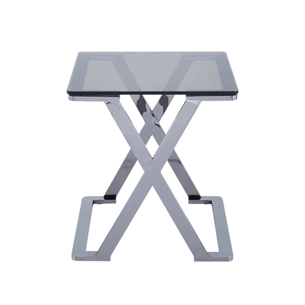 Axel Grey Gunmetal with Smoke Glass End Table Nicholas John Interiors