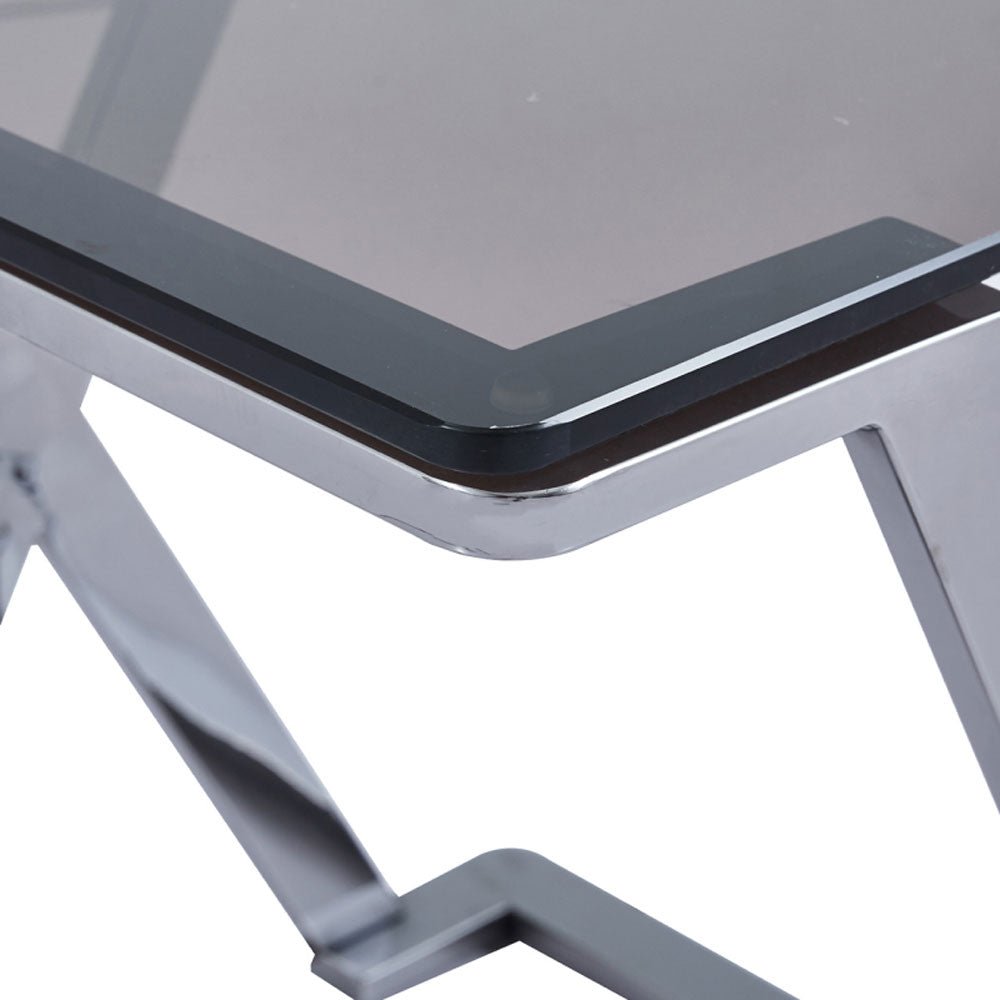 Axel Grey Gunmetal with Smoke Glass End Table Nicholas John Interiors