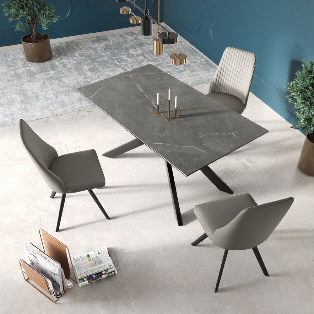 Azuma Fixed Matte Grey Ceramic Dining Table - 160cm Nicholas John Interiors