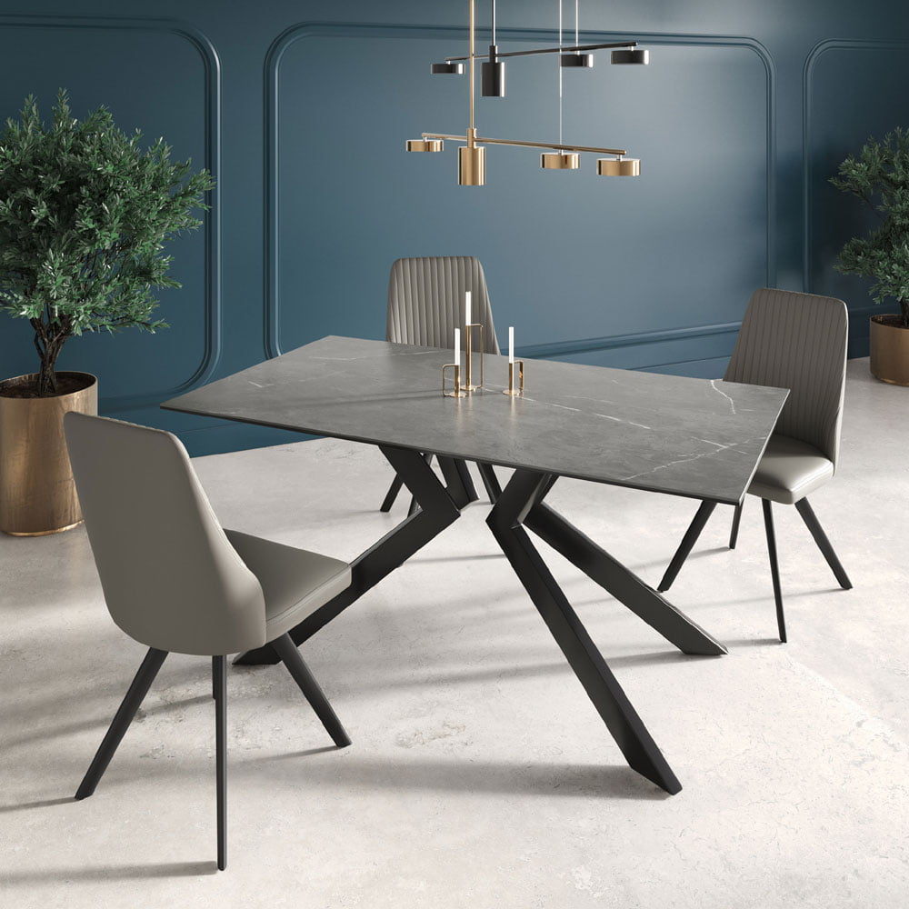 Azuma Fixed Matte Grey Ceramic Dining Table - 160cm Nicholas John Interiors