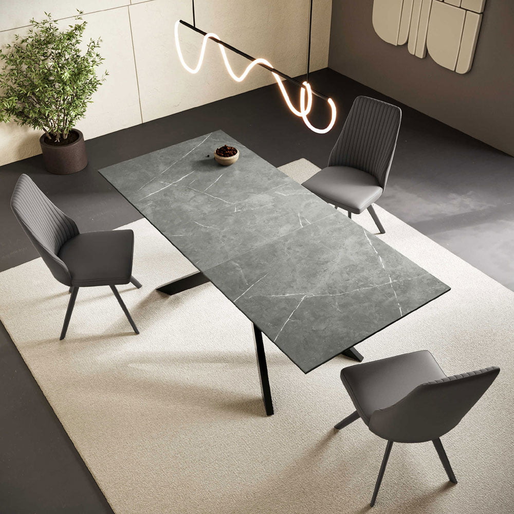 Azuma Matte Grey Ceramic Extending Dining Table 160 - 200cm Nicholas John Interiors