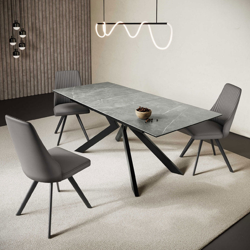 Azuma Matte Grey Ceramic Extending Dining Table 160 - 200cm Nicholas John Interiors