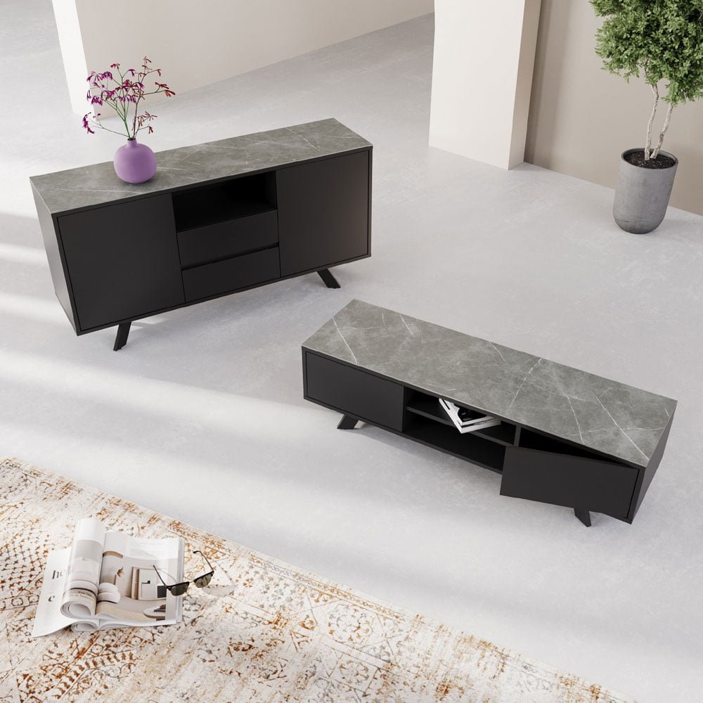 Azuma Matte Grey Ceramic Sideboard Nicholas John Interiors