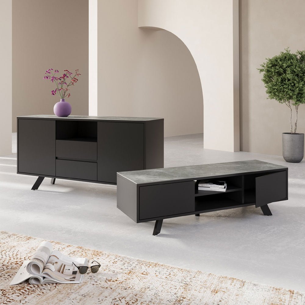 Azuma Matte Grey Ceramic Sideboard Nicholas John Interiors