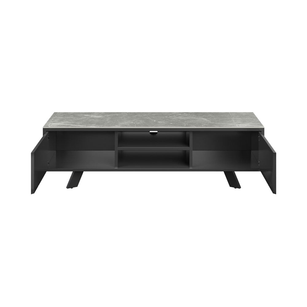 Azuma Matte Grey Ceramic TV Unit Nicholas John Interiors