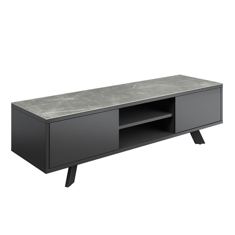 Azuma Matte Grey Ceramic TV Unit Nicholas John Interiors