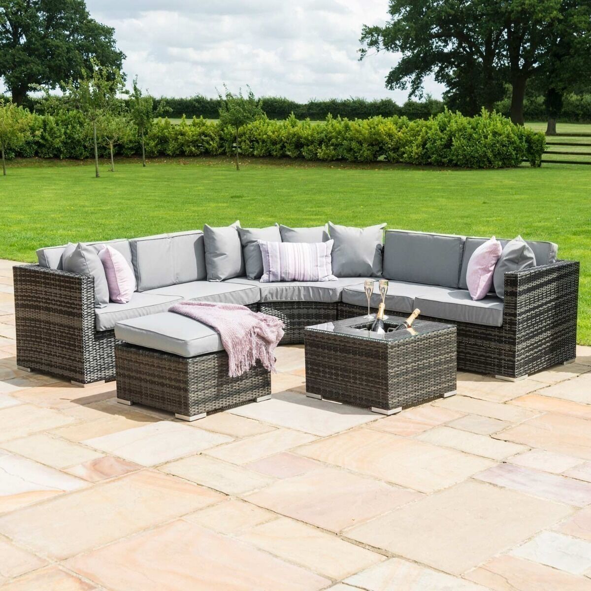 Barcelona Grey Corner Group Garden Furniture with Ice Bucket Nicholas John Interiors