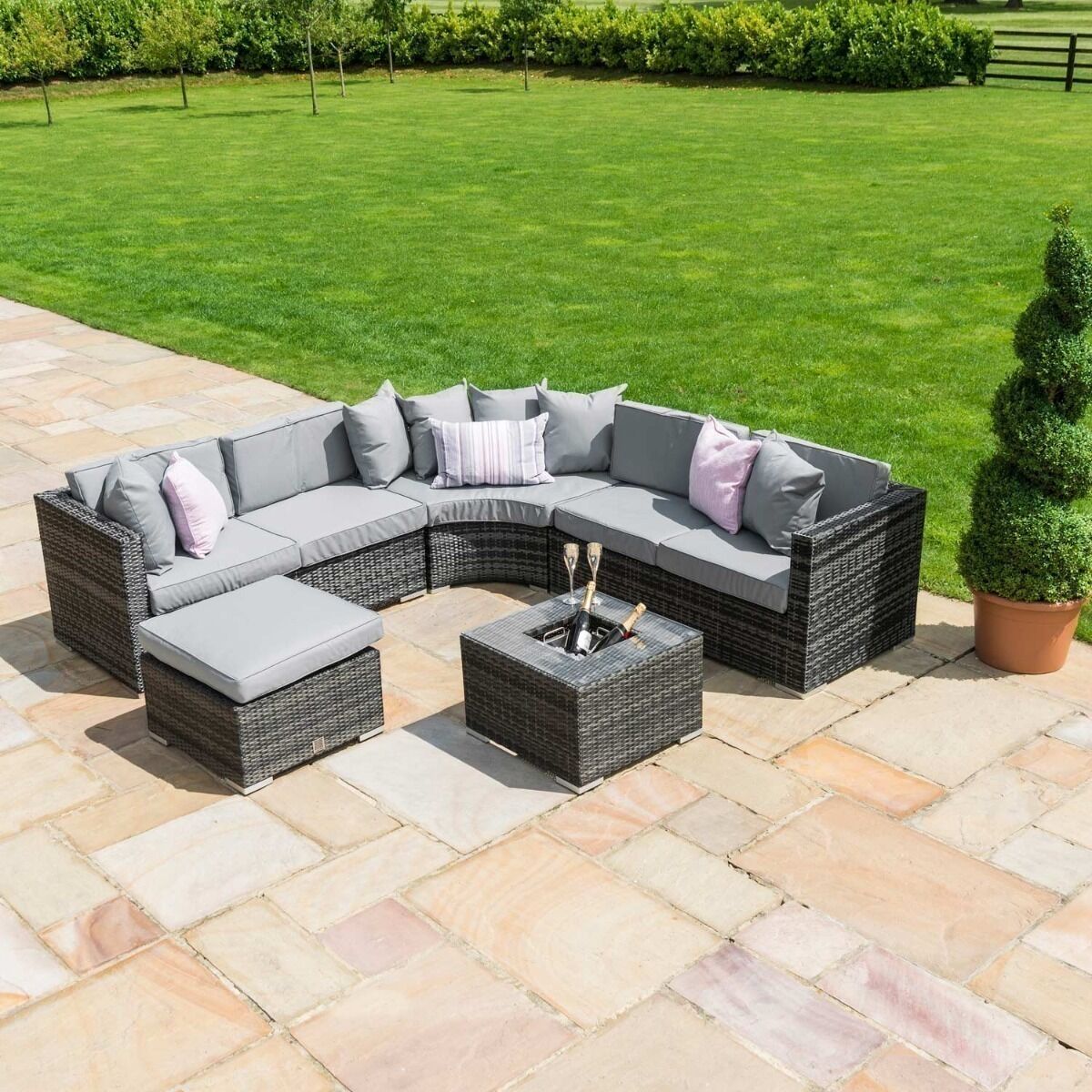 Barcelona Grey Corner Group Garden Furniture with Ice Bucket Nicholas John Interiors