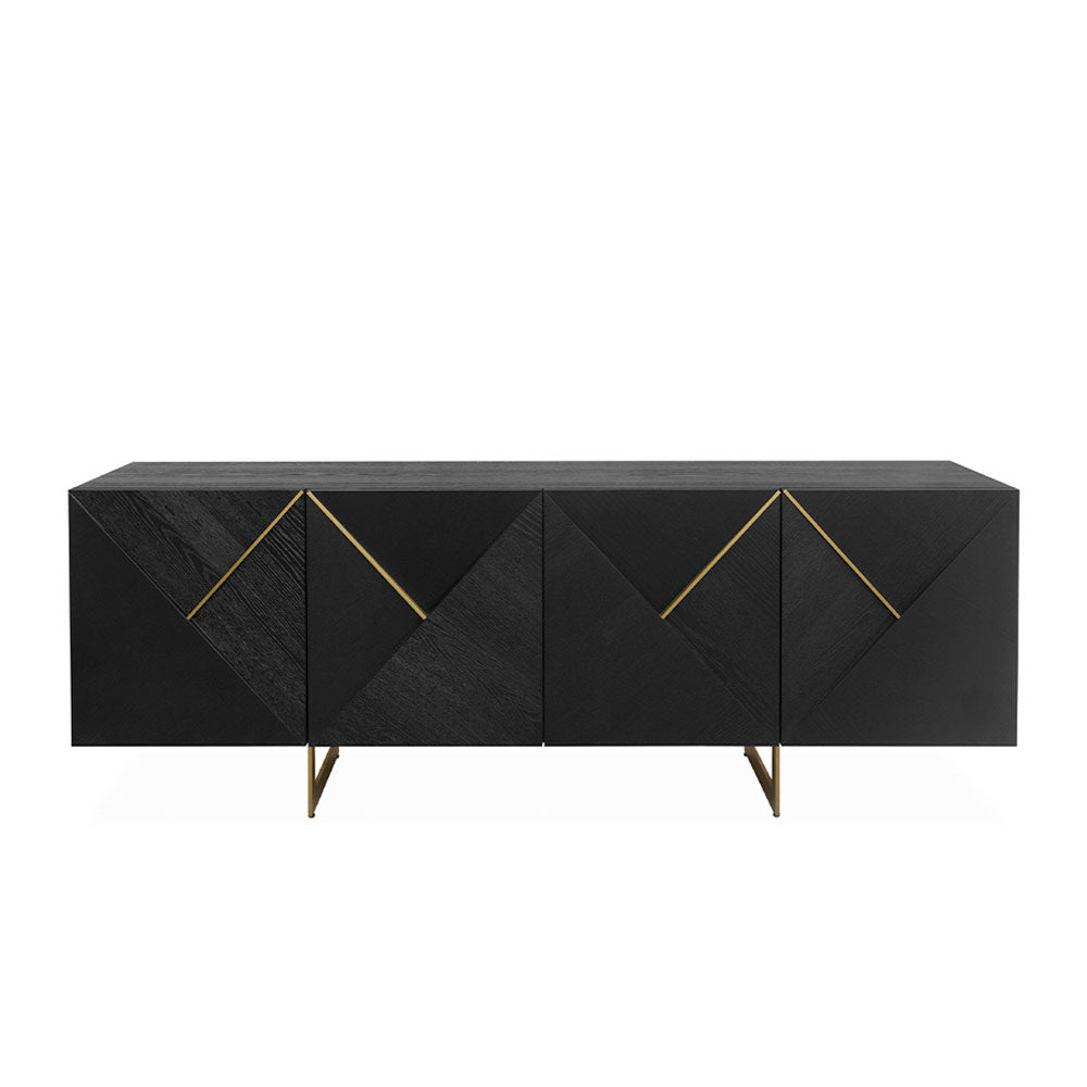 Belgravia 4 Door Dark Espresso and Gold Trim Sideboard Nicholas John Interiors