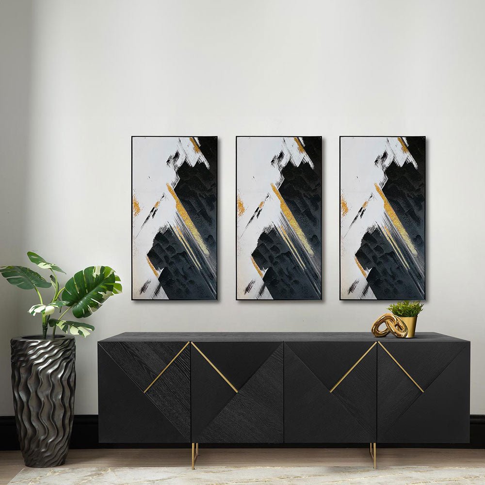 Belgravia 4 Door Dark Espresso and Gold Trim Sideboard Nicholas John Interiors