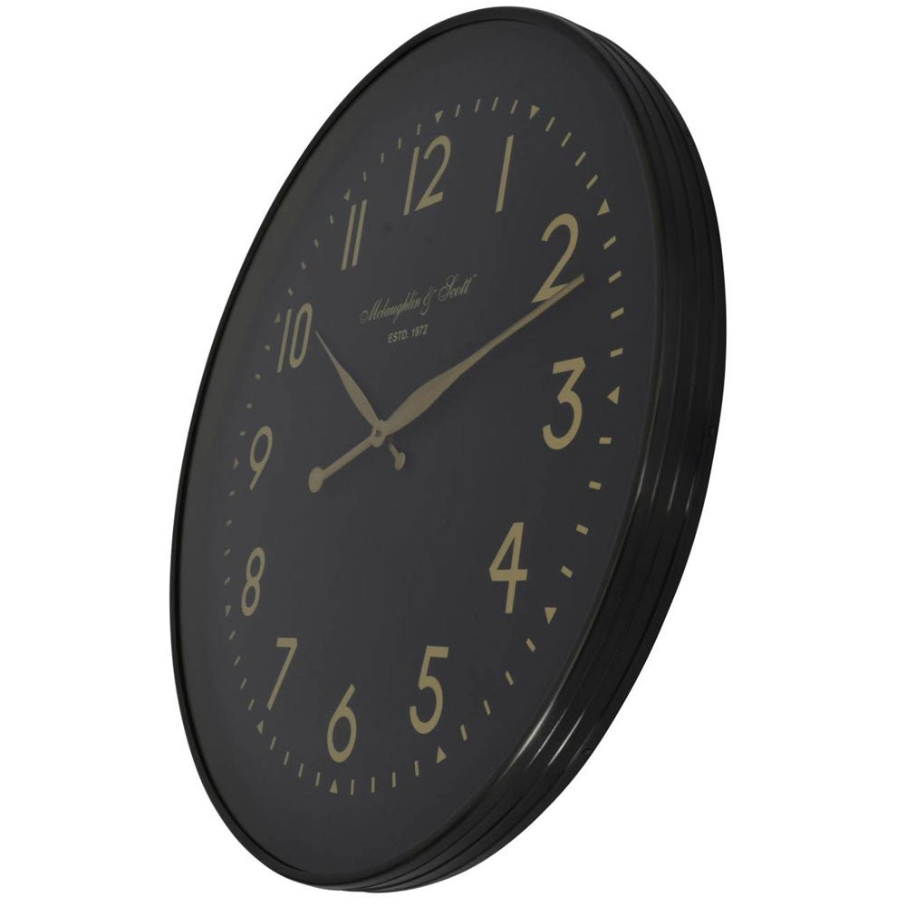 Black Wall Clock with Gold Nicholas John Interiors