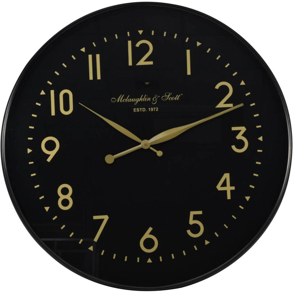 Black Wall Clock with Gold Nicholas John Interiors