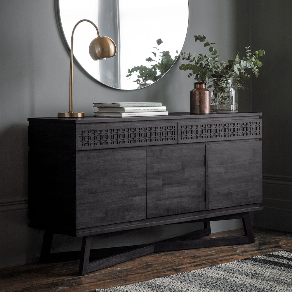 Bohara 3 Door 2 Drawer Sideboard in Black Nicholas John Interiors