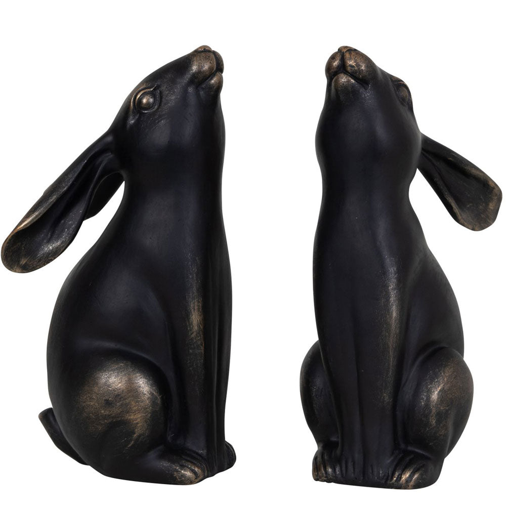 Bronze Hare Pair Sculpture Nicholas John Interiors