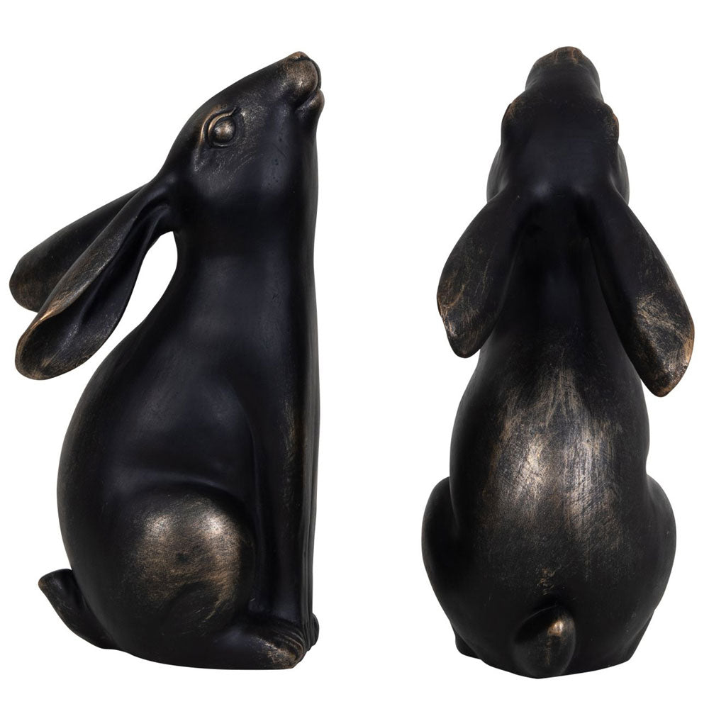 Bronze Hare Pair Sculpture Nicholas John Interiors