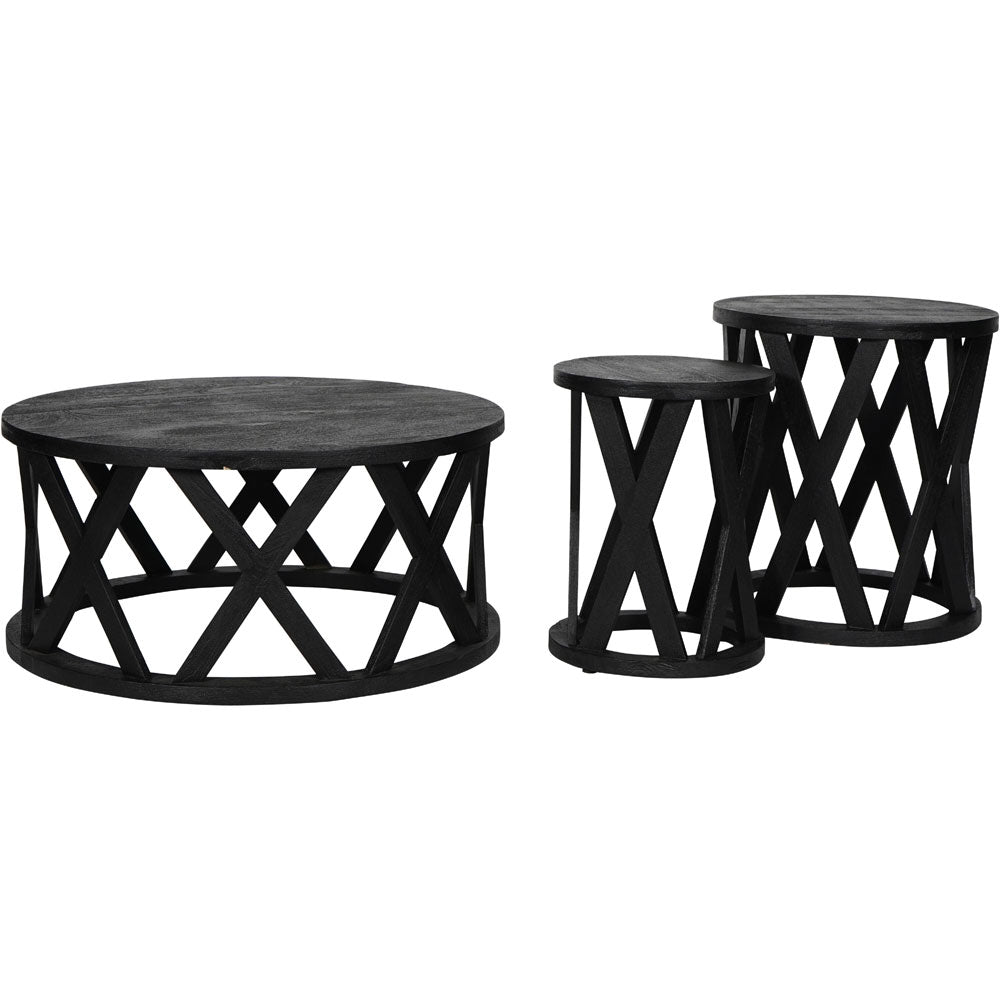 Calista Solid Wooden Coffee Table in Black Nicholas John Interiors