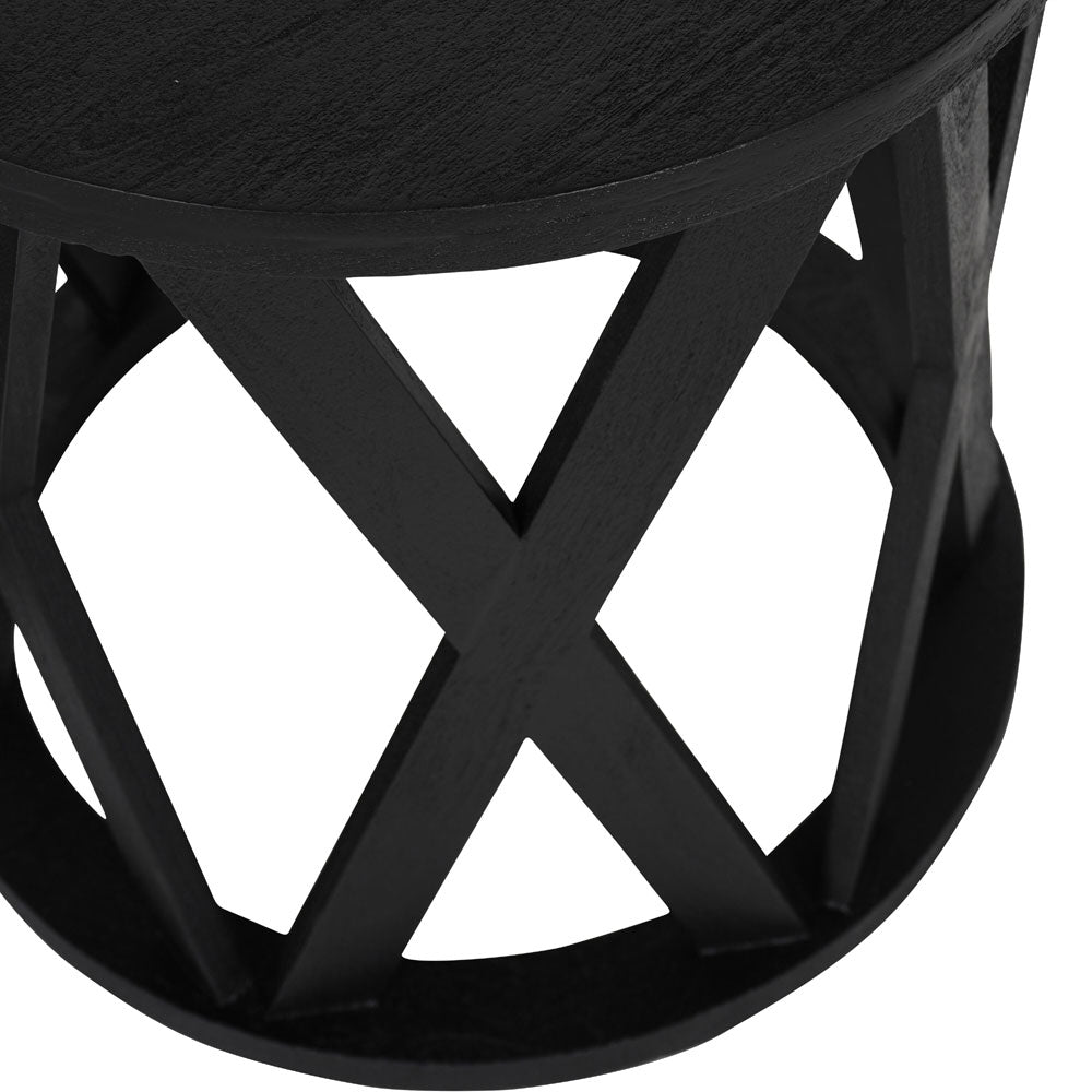 Calista Solid Wooden Set of 2 Nesting Side Tables in Black Nicholas John Interiors