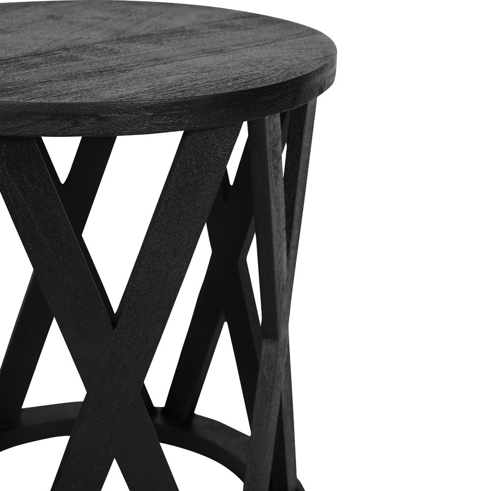 Calista Solid Wooden Set of 2 Nesting Side Tables in Black Nicholas John Interiors