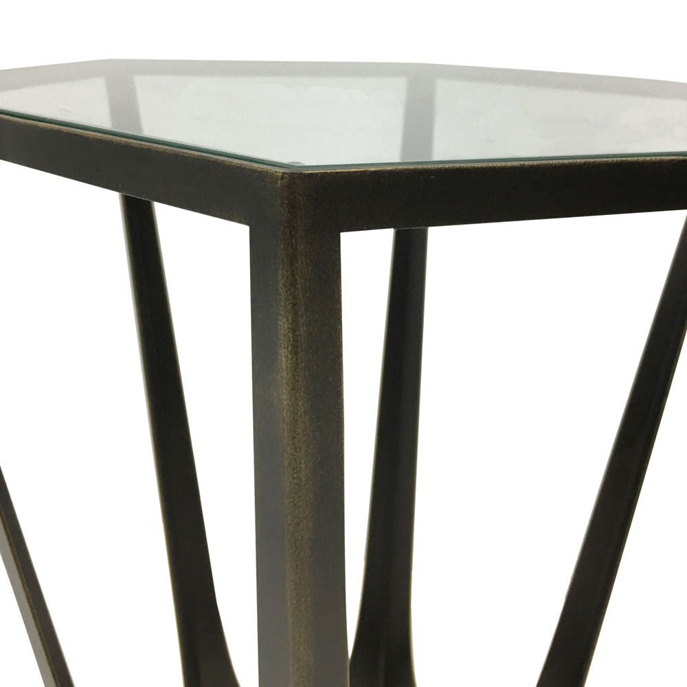 Cataldo Bronze Gilded Side Table with Glass Top Nicholas John Interiors