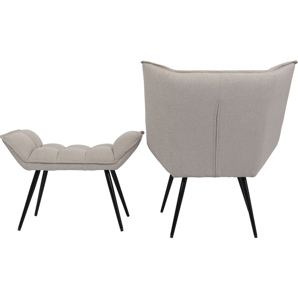 Chrisa Occasional Chair with Footstool in Oatmeal Fabric Nicholas John Interiors