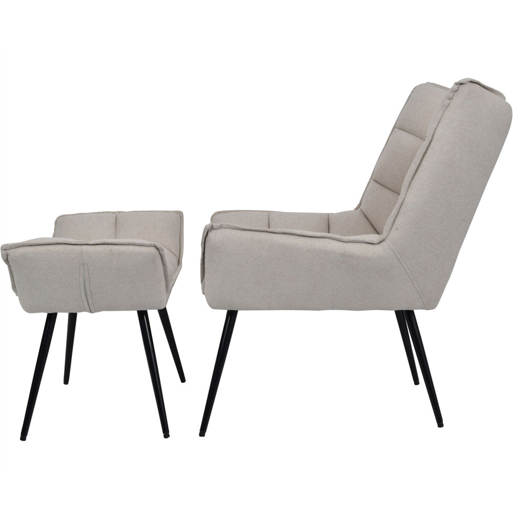 Chrisa Occasional Chair with Footstool in Oatmeal Fabric Nicholas John Interiors