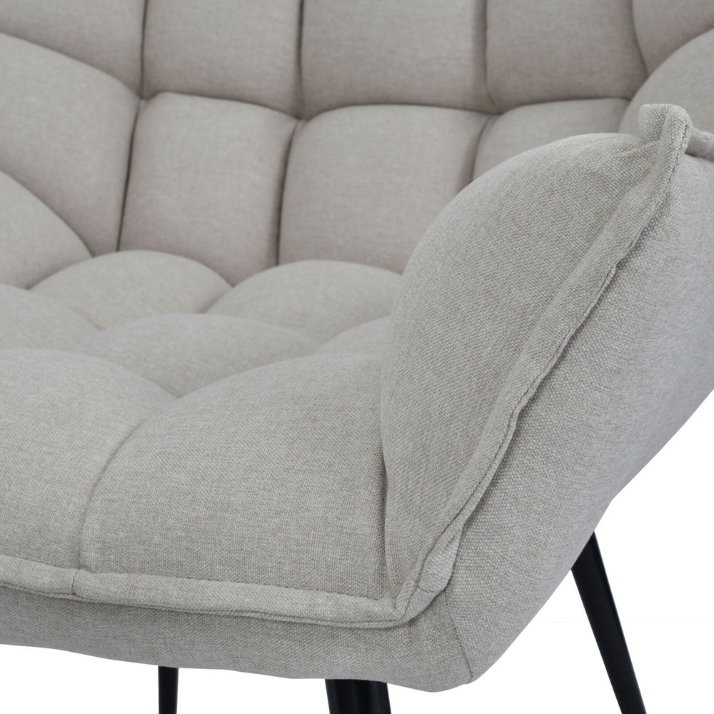 Chrisa Occasional Chair with Footstool in Oatmeal Fabric Nicholas John Interiors