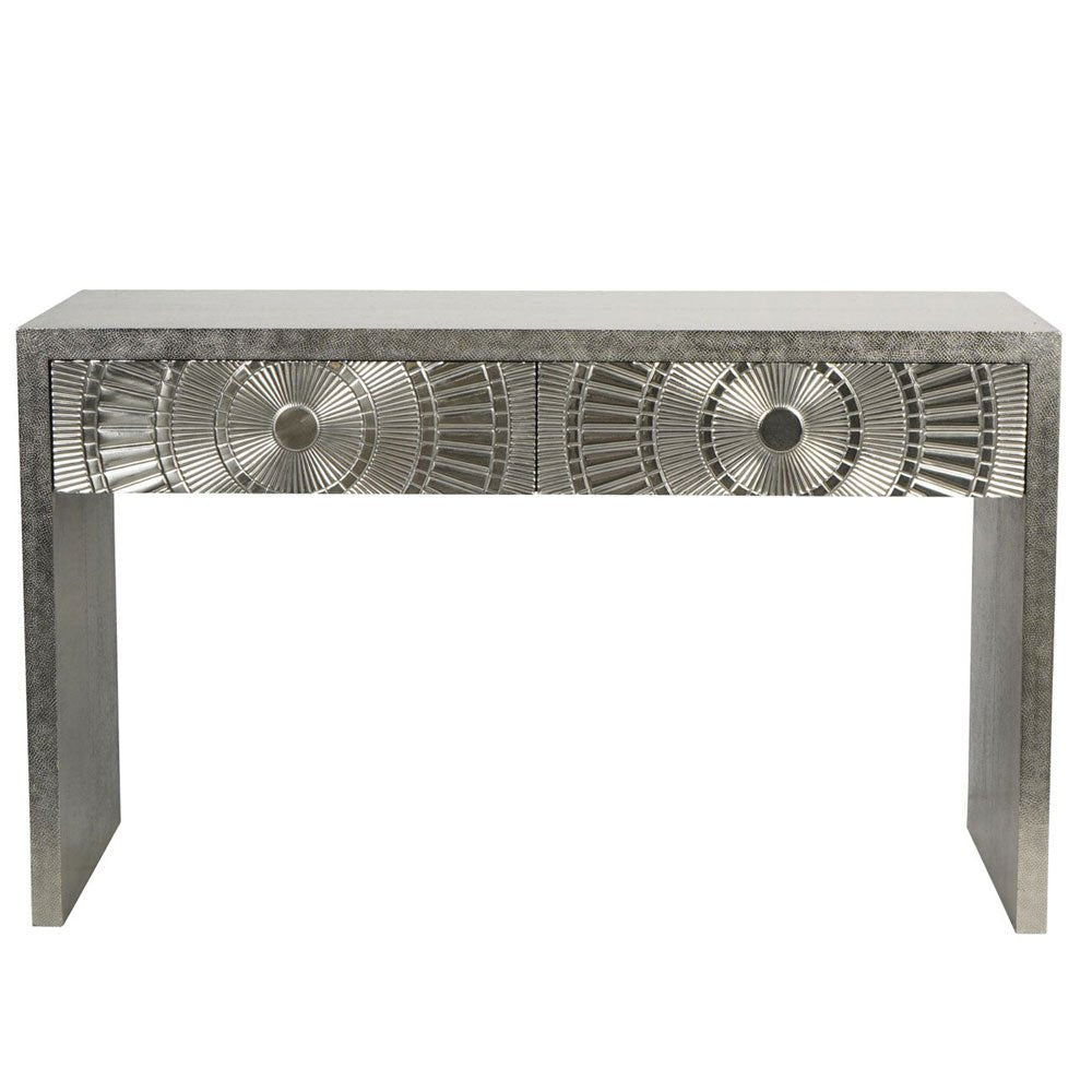 Cora Silver Embossed Metal Console Nicholas John Interiors