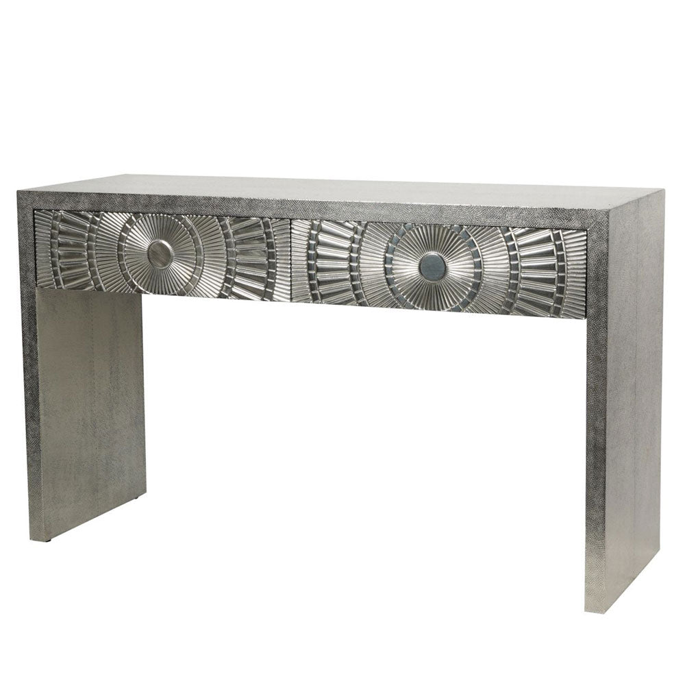 Cora Silver Embossed Metal Console Nicholas John Interiors