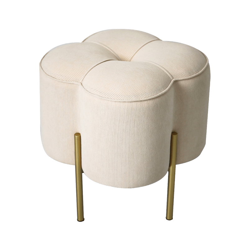 Cream Velvet Clover Ottoman with Gold Legs Nicholas John Interiors NIYAMA HOME