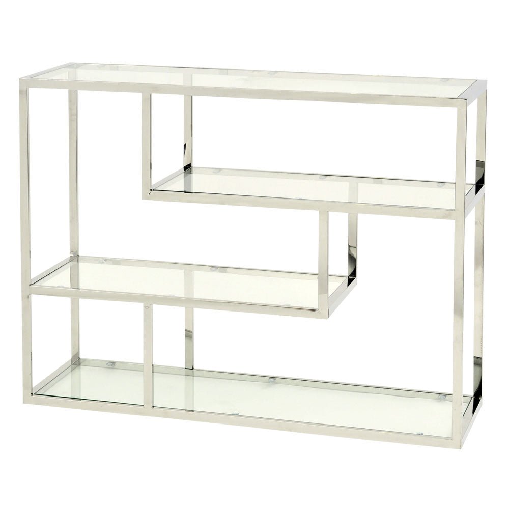 Dalton Stainless Steel and Glass Small Modular Shelving Unit Nicholas John Interiors