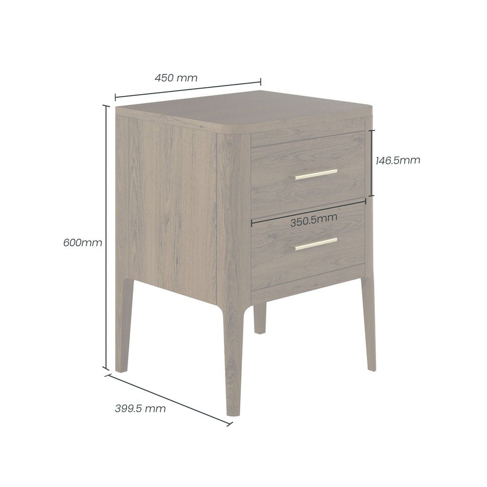 D.I Designs Abberley 2 Drawers Bedside - Brown Nicholas John Interiors