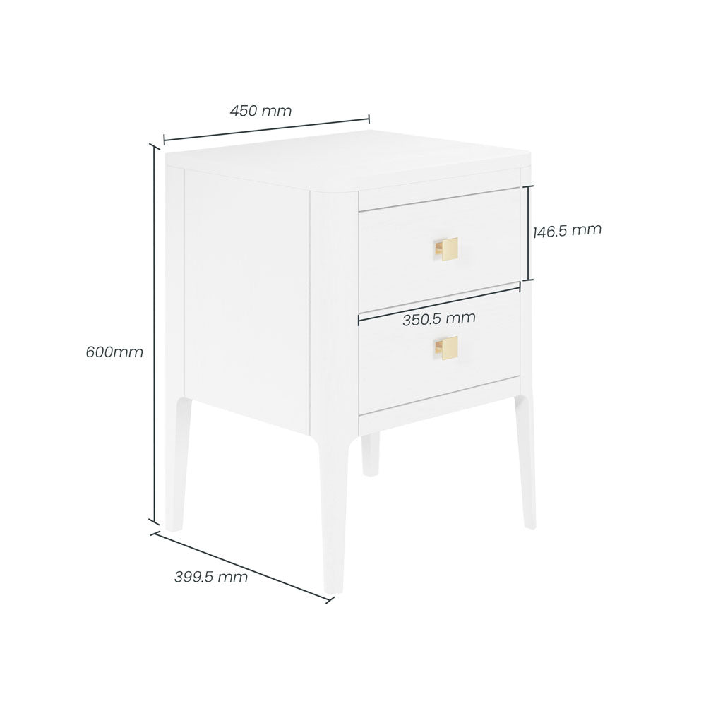 D.I Designs Abberley 2 Drawers Bedside - White Nicholas John Interiors