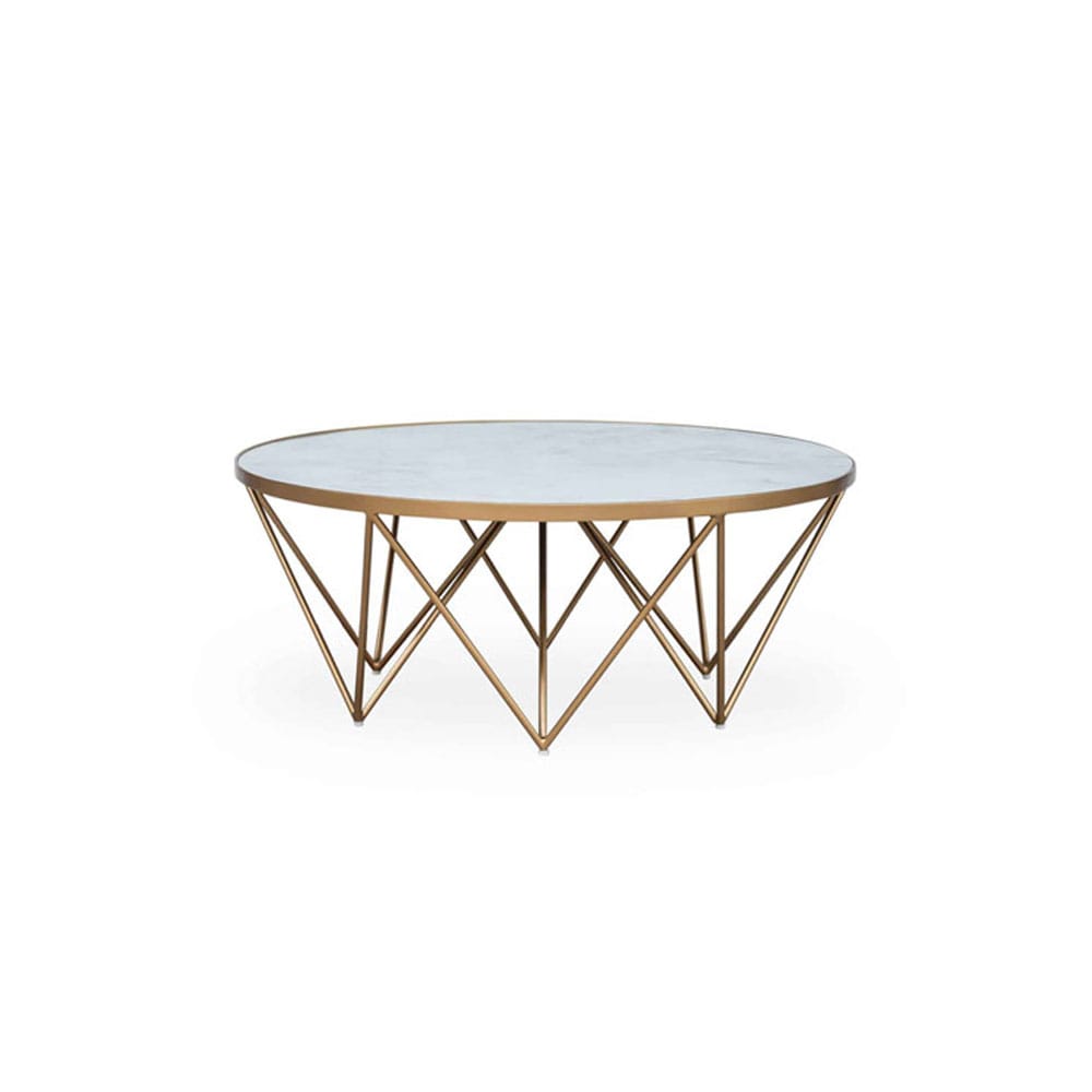 D.I Designs Crofton Round White Marble Glass Coffee Table Nicholas John Interiors