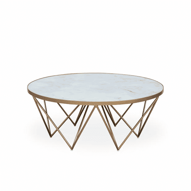 D.I Designs Crofton Round White Marble Glass Coffee Table Nicholas John Interiors