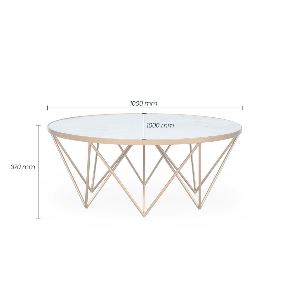 D.I Designs Crofton Round White Marble Glass Coffee Table Nicholas John Interiors