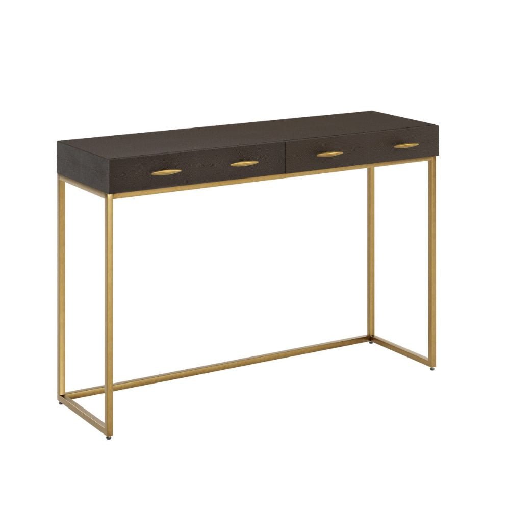 D.I Designs Hampton Console Table in Brown Shagreen Nicholas John Interiors