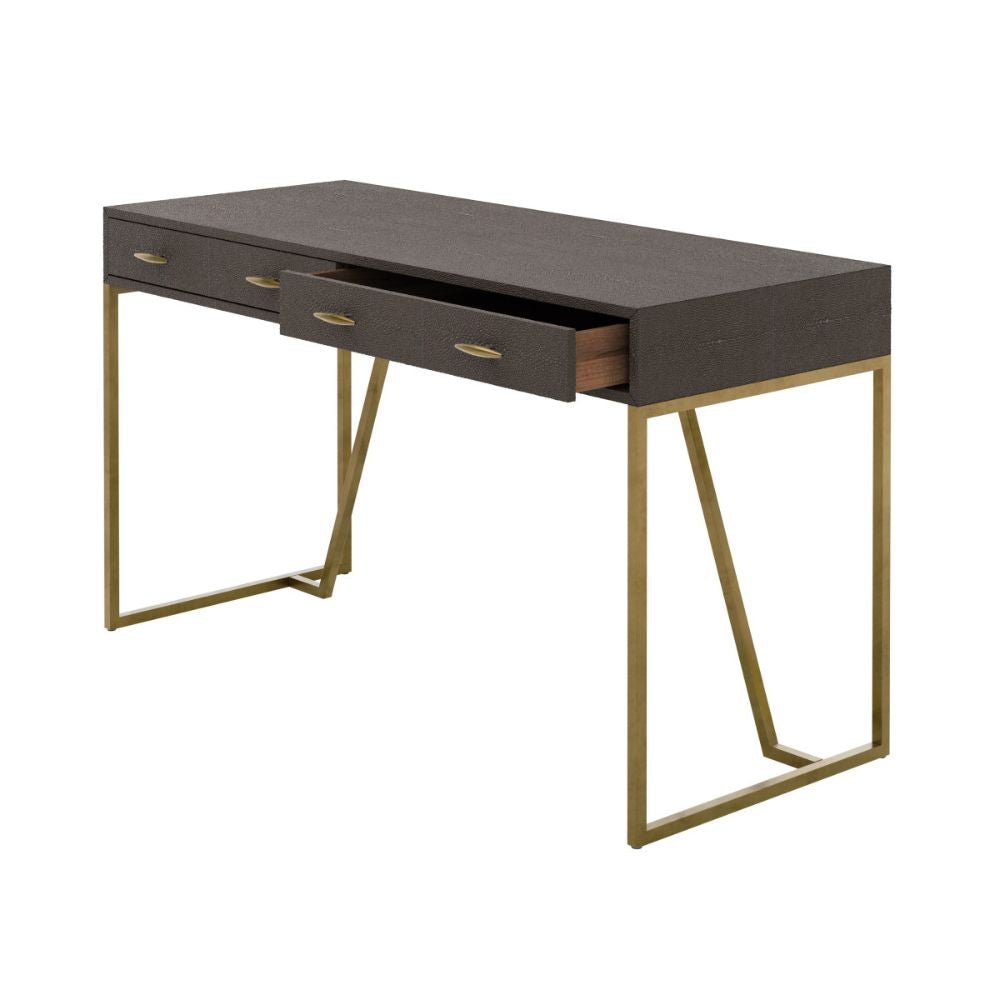 D.I Designs Hampton Desk in Brown Shagreen Nicholas John Interiors