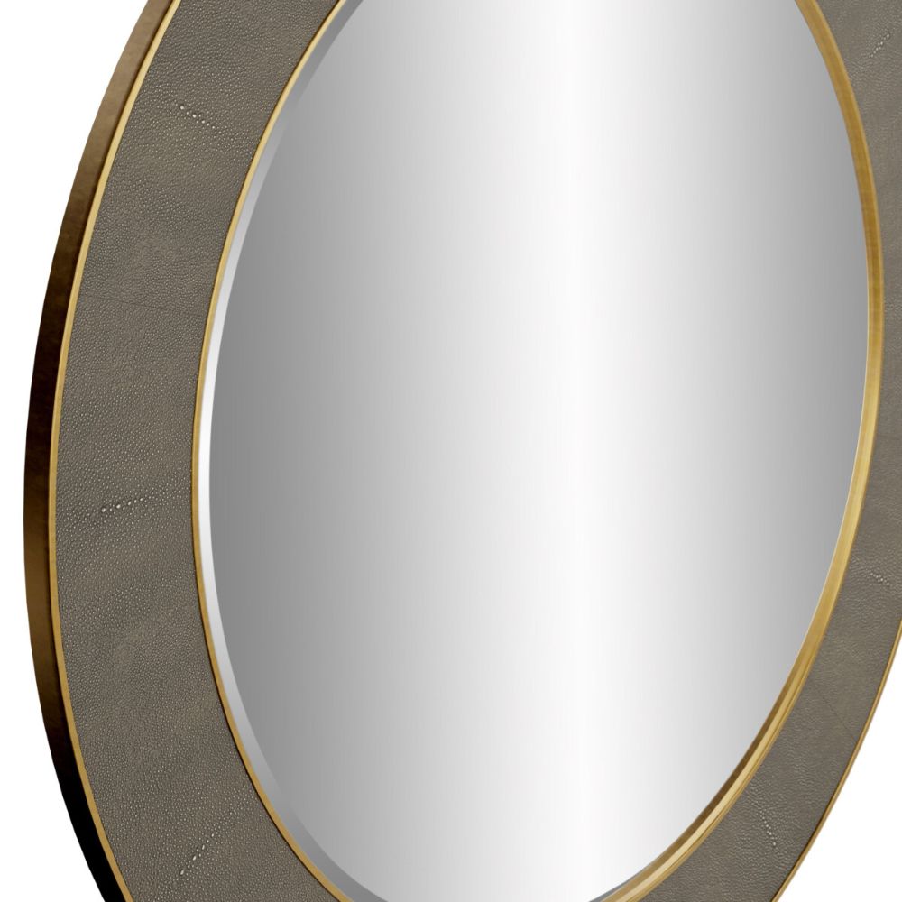 D.I Designs Hampton Round Mirror in Grey Shagreen Nicholas John Interiors