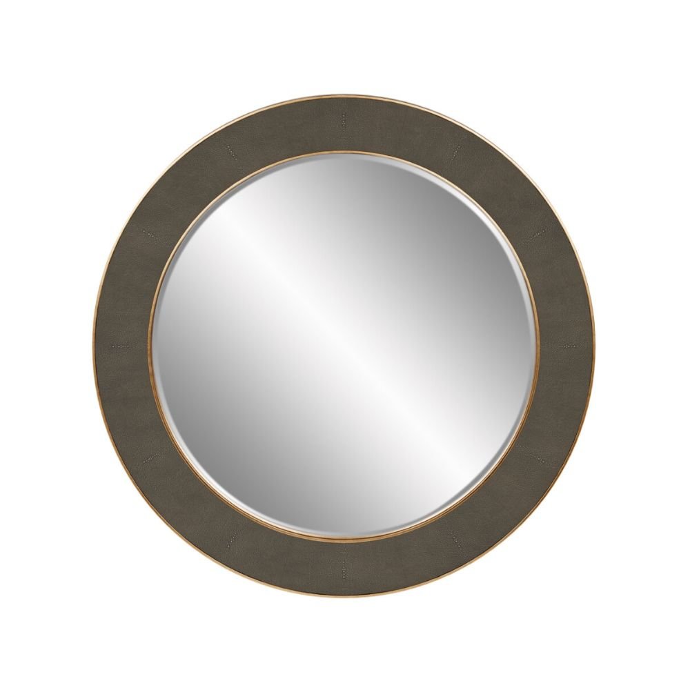 D.I Designs Hampton Round Mirror in Grey Shagreen Nicholas John Interiors