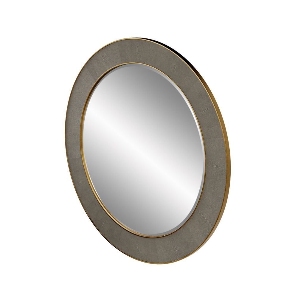 D.I Designs Hampton Round Mirror in Grey Shagreen Nicholas John Interiors