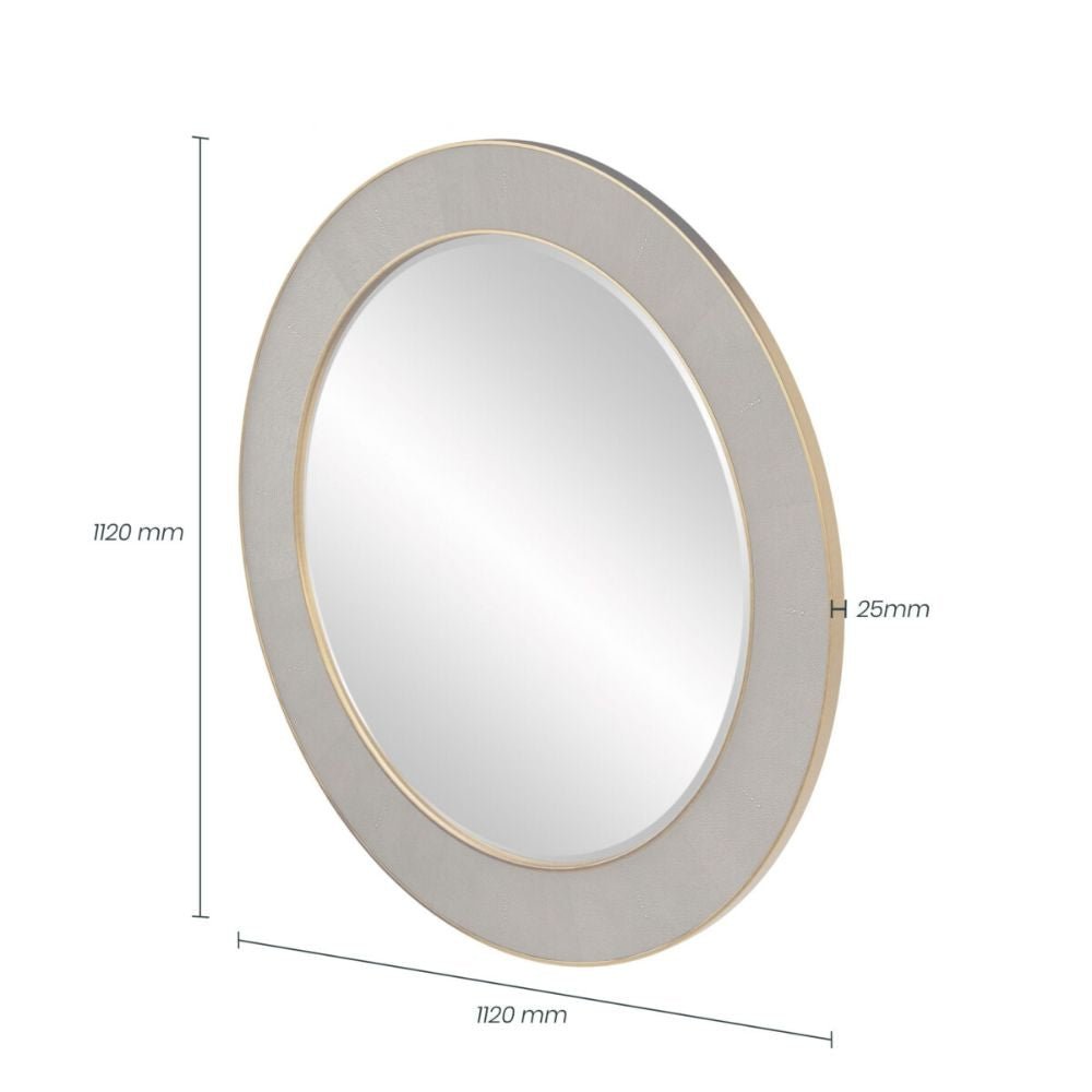 D.I Designs Hampton Round Mirror in Grey Shagreen Nicholas John Interiors