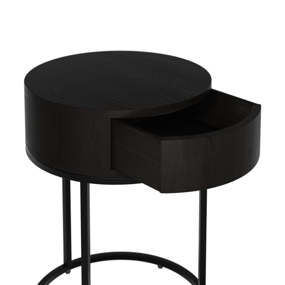 D.I Designs Hampton Round Wooden Bedside - Black Nicholas John Interiors